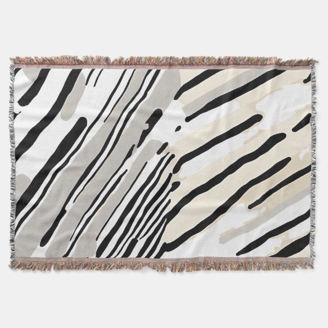 Couverture Motif géométrique rayures noir, blanc et gris (Devant)