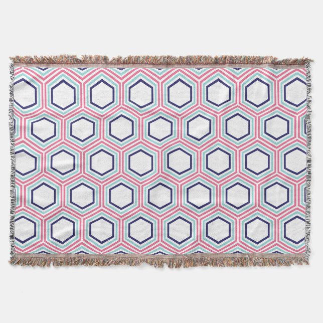 Couverture Motif géométrique rose et bleu (Devant)