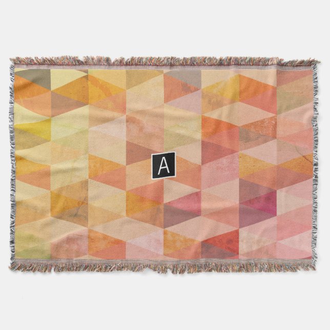 Couverture Motif géométrique Triangle souple | Monogramme (Devant)