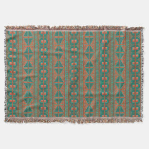 Couverture Motif géométrique Turquoise en cuivre du sud-ouest
