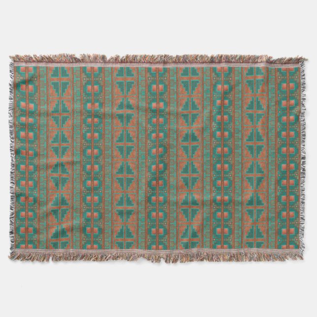 Couverture Motif géométrique Turquoise en cuivre du sud-ouest (Devant)