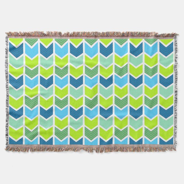 Couverture Motif géométrique vert et bleu moderne de Chevron (Devant)