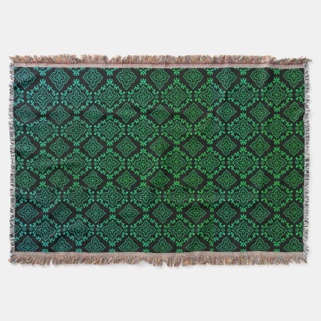 Couverture Motif géométrique vert / Impression indienne (Devant)