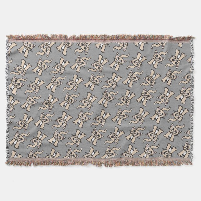Couverture Motif graphique chat Jeu gris brun (Devant)