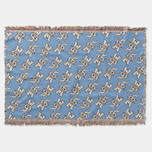 Couverture Motif graphique en chats bleu brun