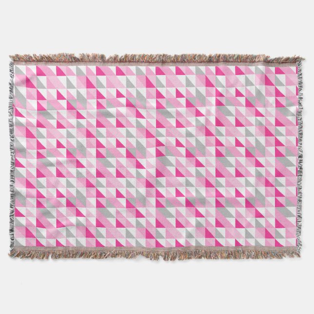 Couverture Motif gris blanc rose géométrique de triangles (Devant)