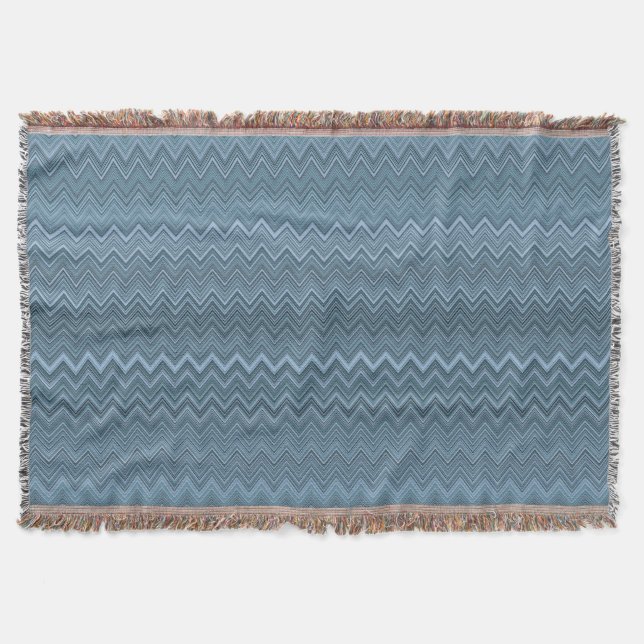 Couverture Motif gris bleu Zigzag Wavy (Devant)