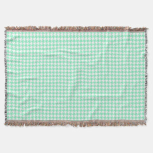 Couverture Motif Houndstooth Pepita White Mint classique