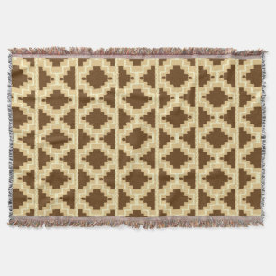 Couverture Motif Ikat Aztec - Tan, brun et crème