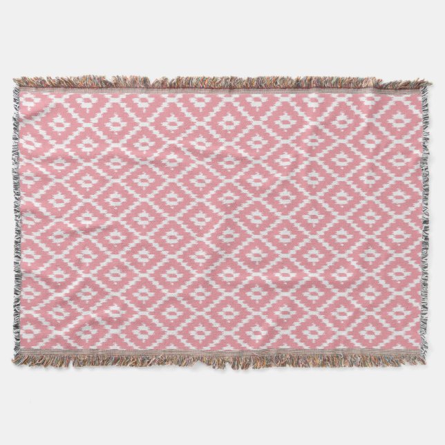 Couverture Motif Ikat - Coquille rose et blanc (Devant)