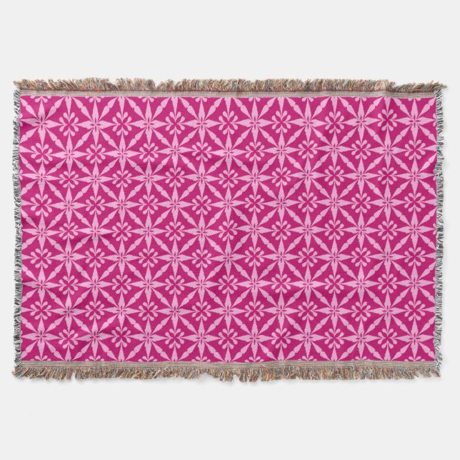 Couverture Motif Ikat Star - Fuchsia rose (Devant)
