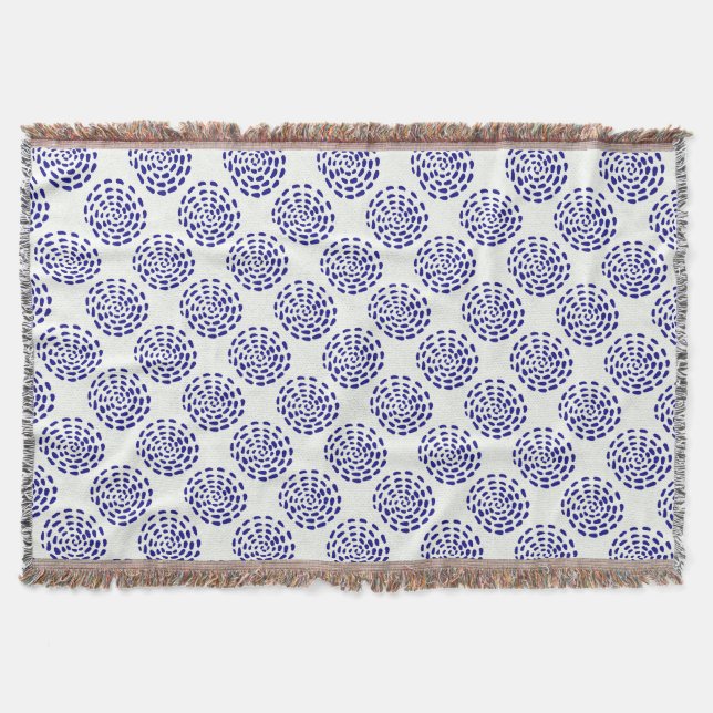 Couverture Motif indigo bleu foncé rayé sur blanc (Devant)