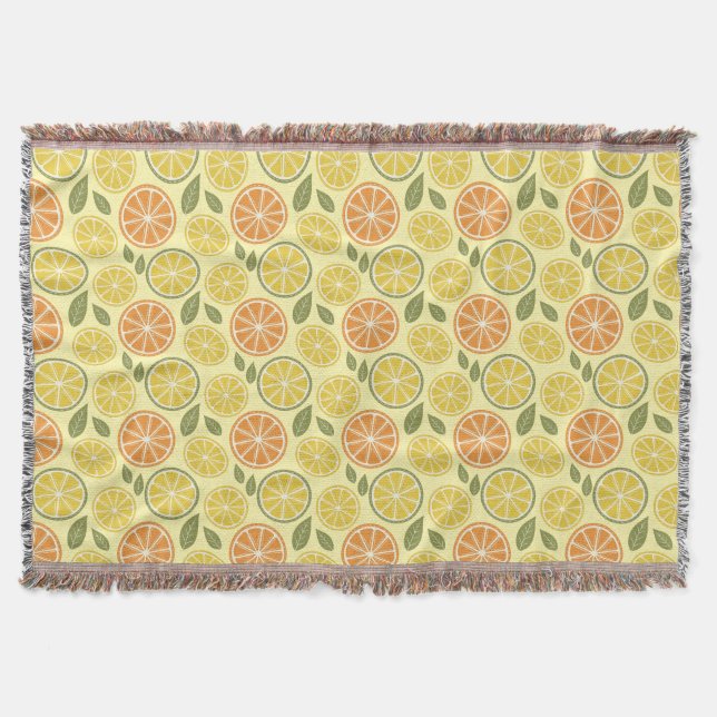 Couverture Motif jaune blanc feuilles de citron  (Devant)