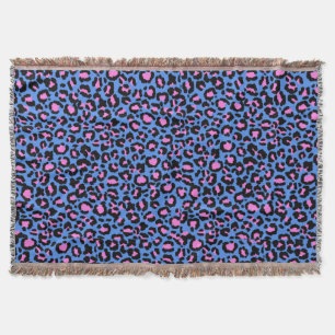 Couverture Motif léopard en framboise sur bleu électrique
