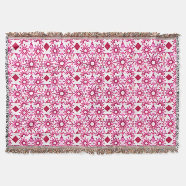 Couverture Motif mandala dans des nuances de rose, bordeaux (Devant)