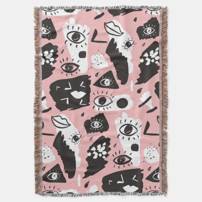 Couverture Motif moderne abstrait d'oeil et de lèvres (devant Vertical)
