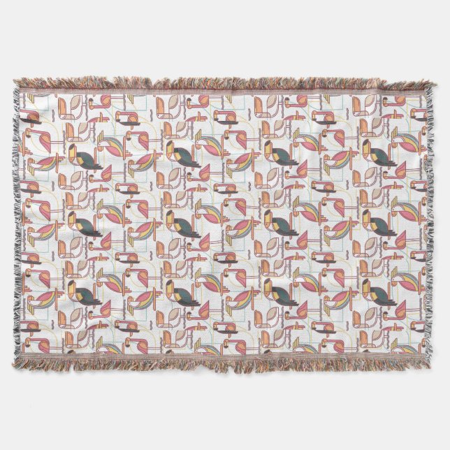 Couverture Motif moderne avec les oiseaux tropicaux (Devant)