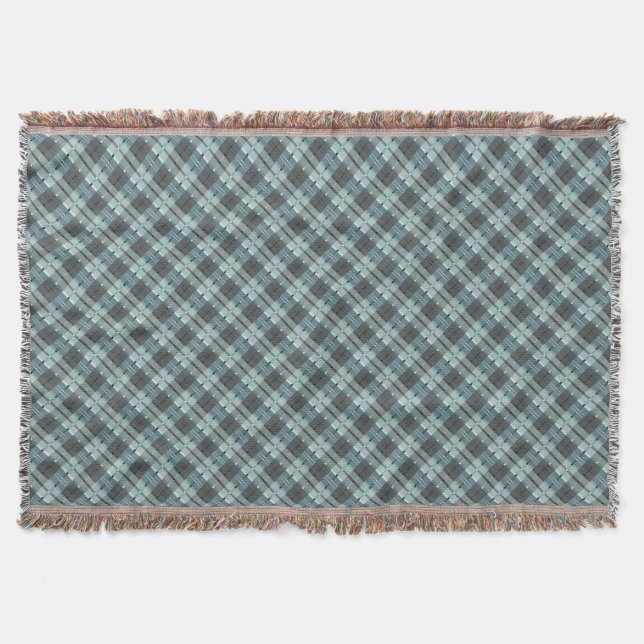 Couverture Motif moderne de plaid dans Teal et le gris (Devant)