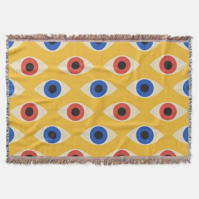Couverture Motif Moderne Géométrique Abstrait du Mauvais Œil (Devant)