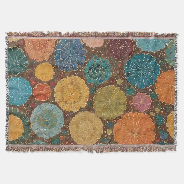 Couverture Motif mosaïque floral terreux (Devant)