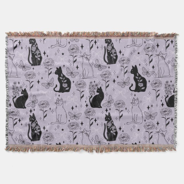 Couverture Motif mystique de chat noir et papillon | Cuisine (Devant)