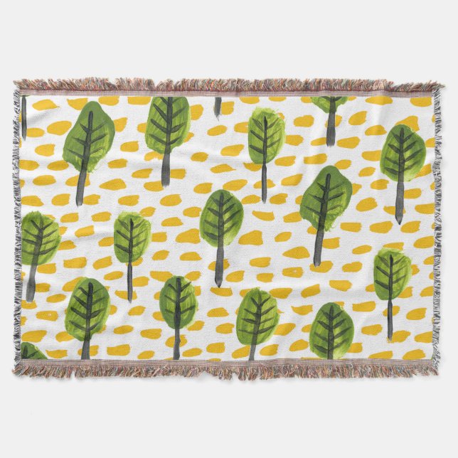 Couverture Motif Naïve Green Black Tree (Devant)