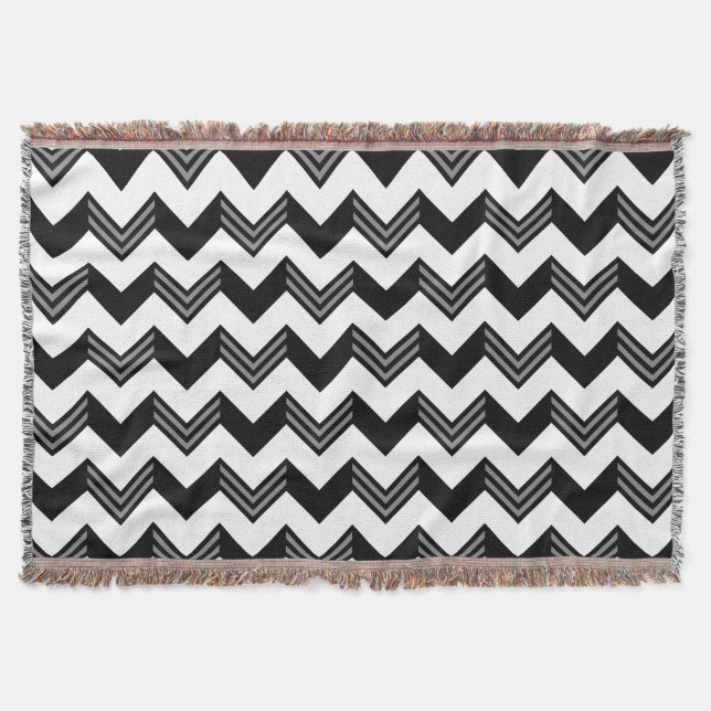 Couverture Motif noir, gris, blanc moderne de Chevron de (Devant)