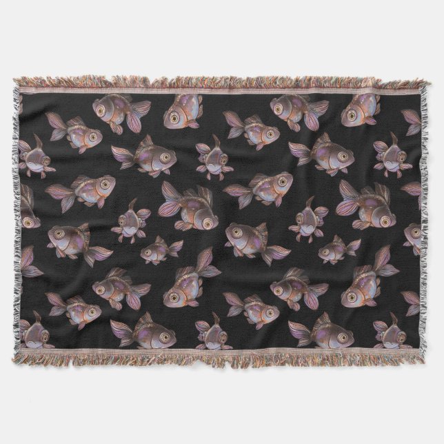 Couverture Motif noir sans couture avec poisson (Devant)