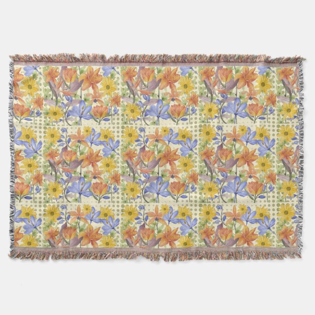 COUVERTURE MOTIF ORANGE FLOWER (Devant)