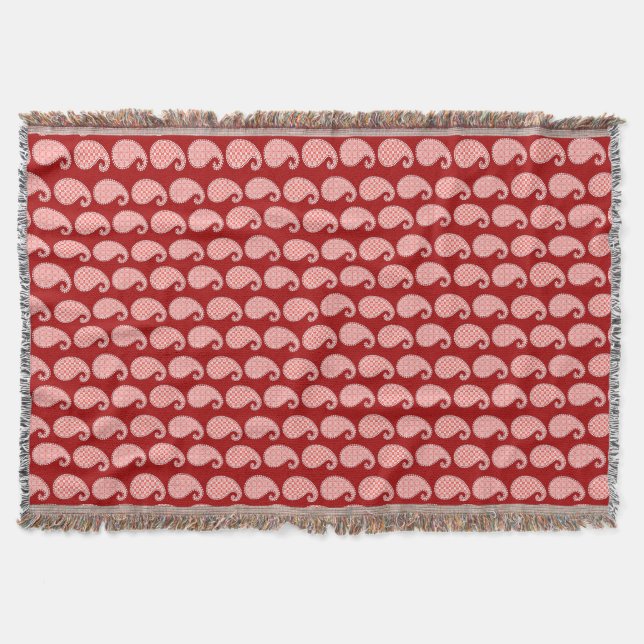Couverture Motif Paisley, rouge profond et blanc (Devant)