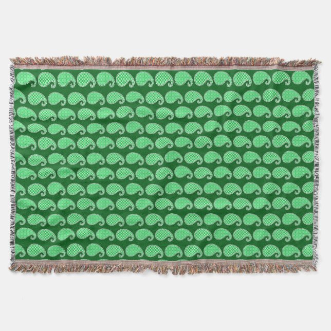 Couverture Motif Paisley, vert émeraude et blanc (Devant)