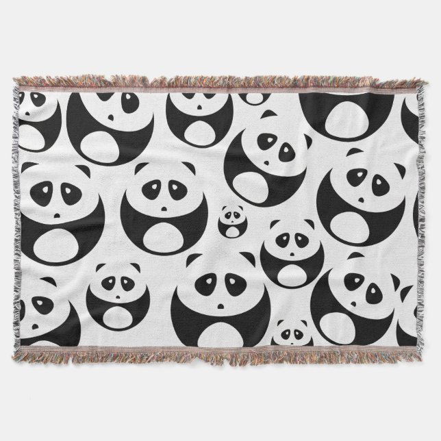 Couverture Motif Panda noir et blanc Kawaii (Devant)