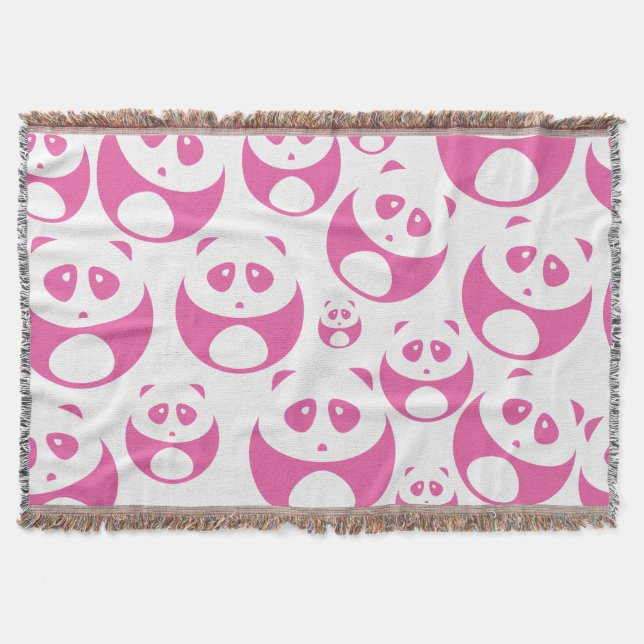 Couverture Motif Panda rose et blanc Kawaii Baby (Devant)