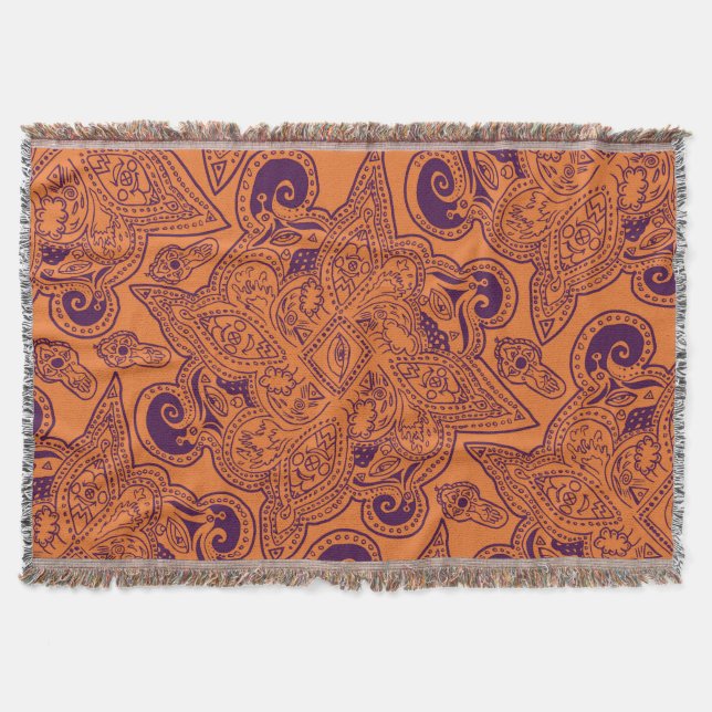 Couverture Motif persan orange et pourpre de mandala d'étoile (Devant)