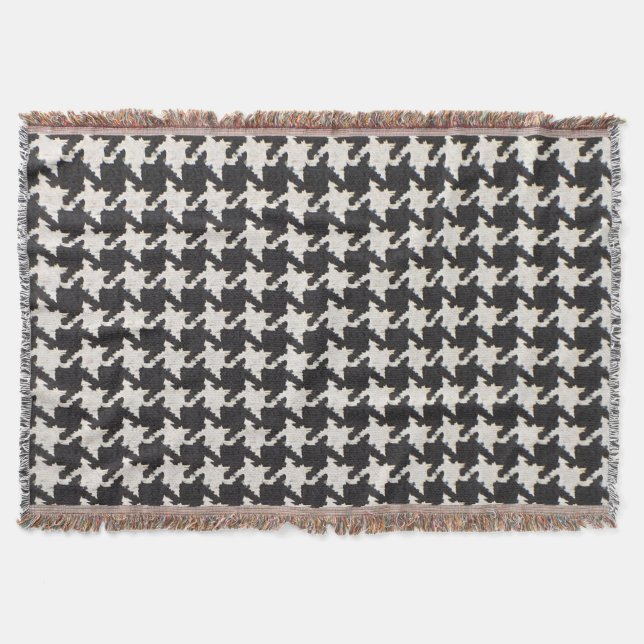 Couverture Motif Pied-de-Poule Noir Blanc (Devant)