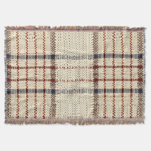 Couverture Motif Plaid bleu et beige rustique