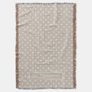 Couverture Motif Points Blancs Sur Fond Beige Avec Nom Person