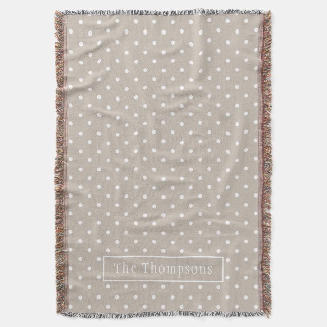 Couverture Motif Points Blancs Sur Fond Beige Avec Nom Person (devant Vertical)