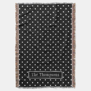 Couverture Motif Points Blancs Sur Fond Noir Avec Nom Personn