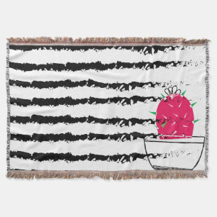 Couverture Motif rayé Cactus rose