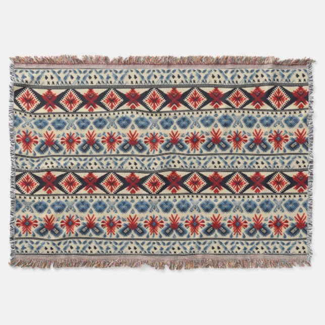 Couverture Motif rayé de broderie folklorique traditionnelle (Devant)