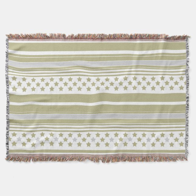 Couverture Motif rayé olive avec étoiles (Devant)