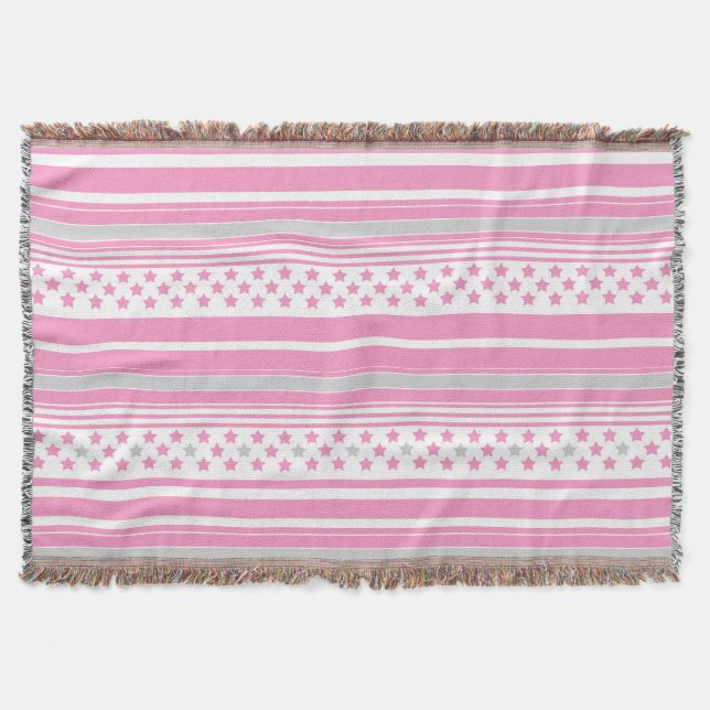 Couverture Motif rayé rose avec étoiles (Devant)