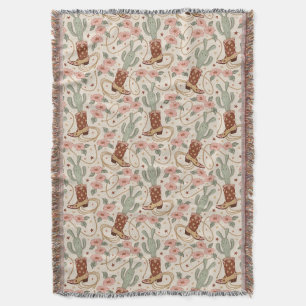 Couverture Motif rétro boho western désertique cactus et flor
