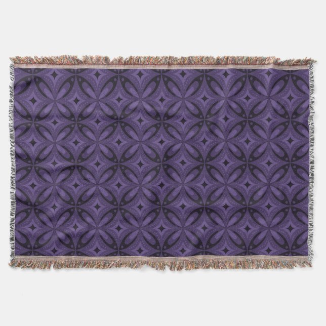 Couverture Motif Rétro de Couleur Violet Foncé (Devant)