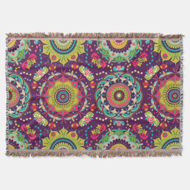 Couverture Motif Retro Mandala (Devant)