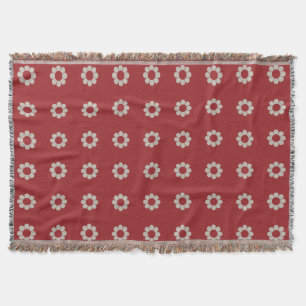 Couverture Motif Retro Simple Flower Shapes   Rouge de Noël