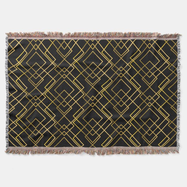 Couverture Motif rhombus doré géométrique et transparent. (Devant)