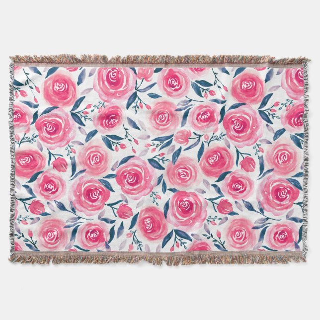 Couverture Motif Rose d'aquarelle rose (Devant)