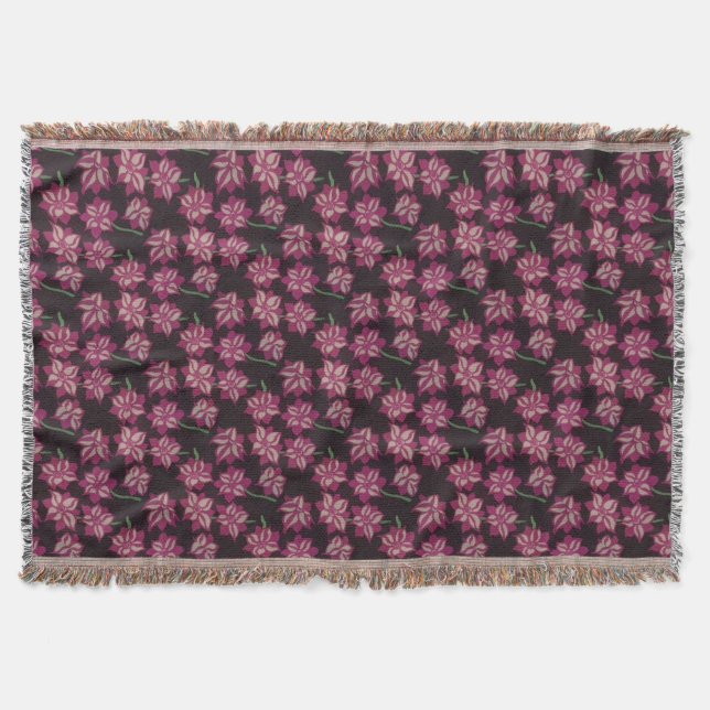 Couverture Motif rose et blanc Dahlia (Devant)